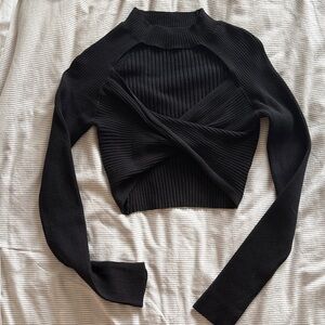 Free People Black Ribbed Sweater